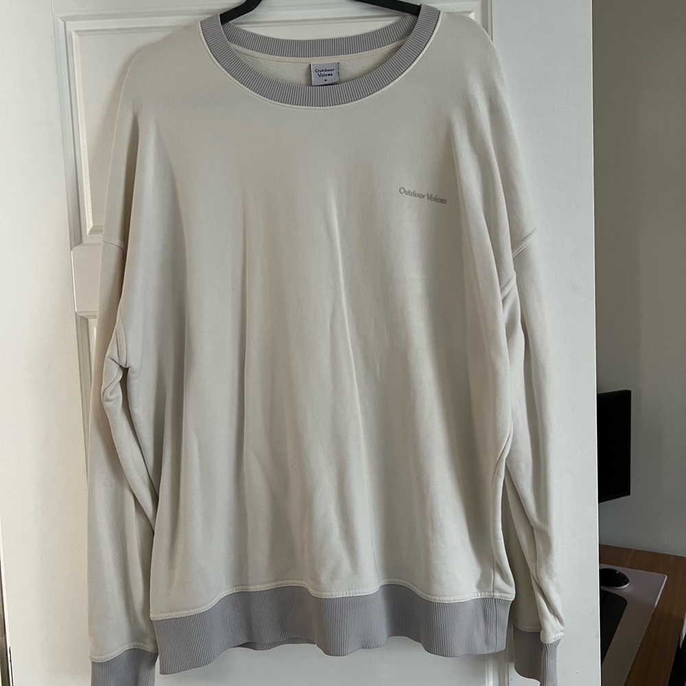 Outdoor Voices Ivory and Light Gray Pullover